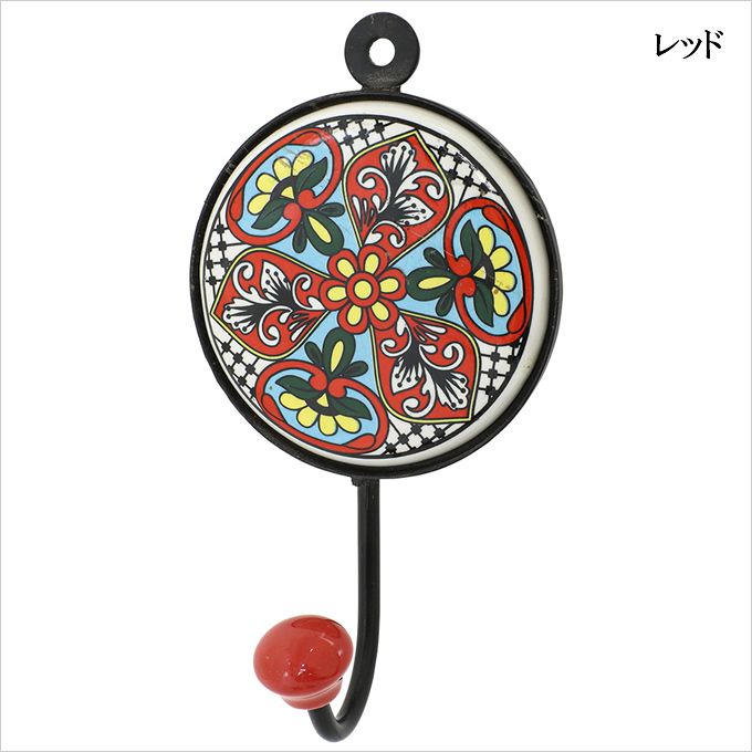 フック タイル フラット 陶器 壁 アンティーク ボヘミアンタイル