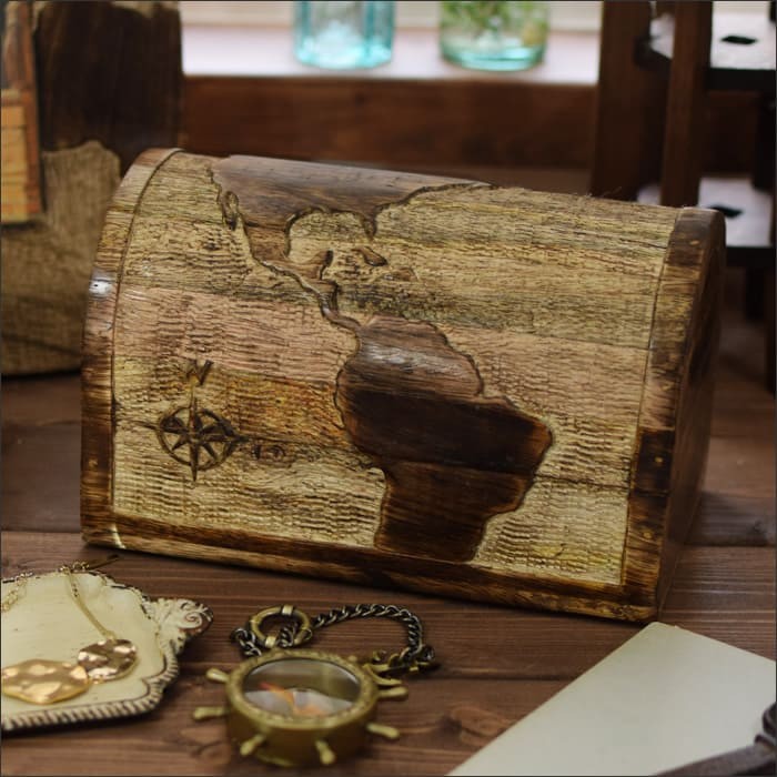 ウッドトレジャーボックス 木製 小物入れ アジアン雑貨 宝箱 ウッド