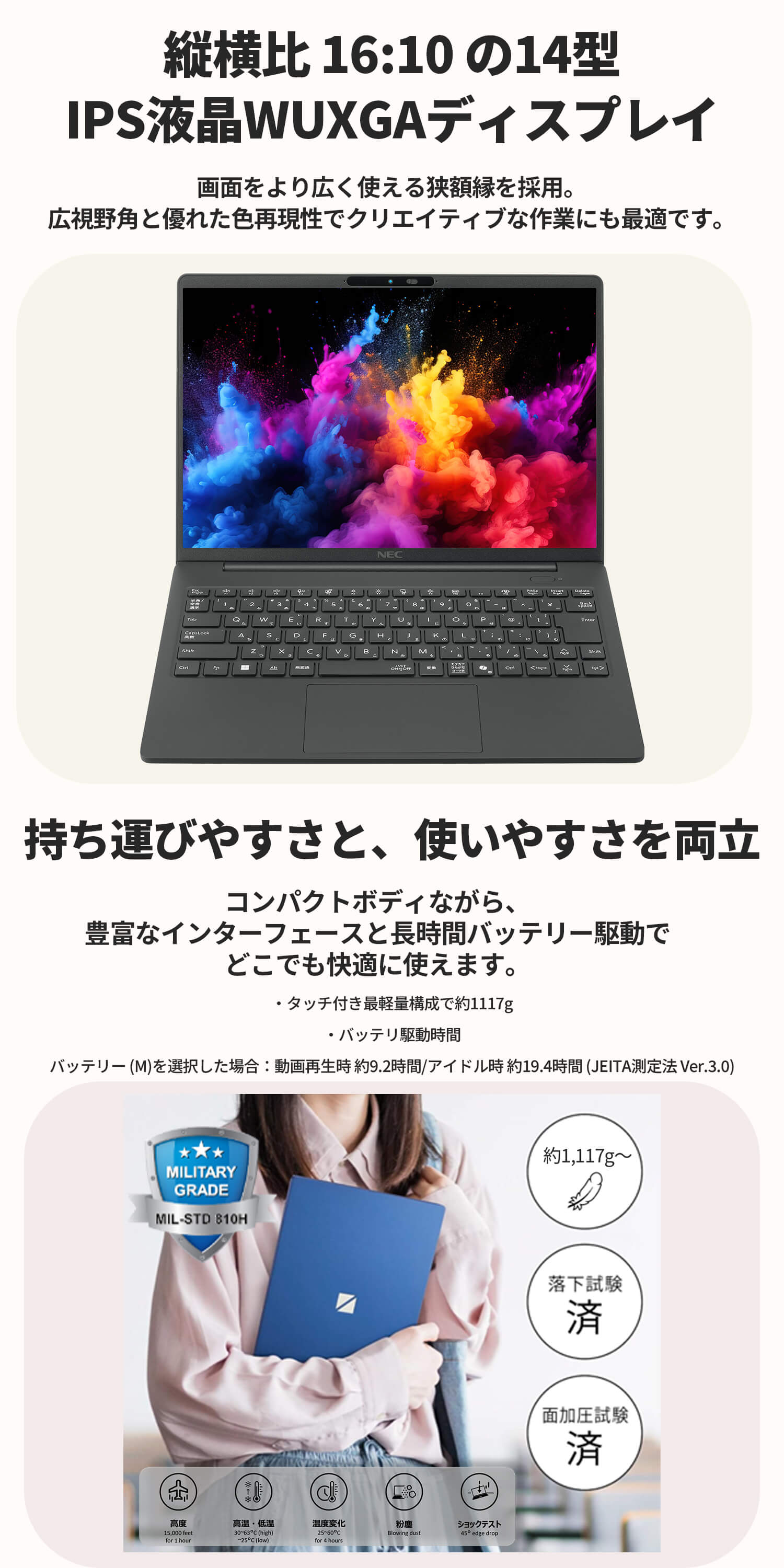 NEC ntc NEC 軽量 モバイルノートパソコン 公式・新品 officeなし