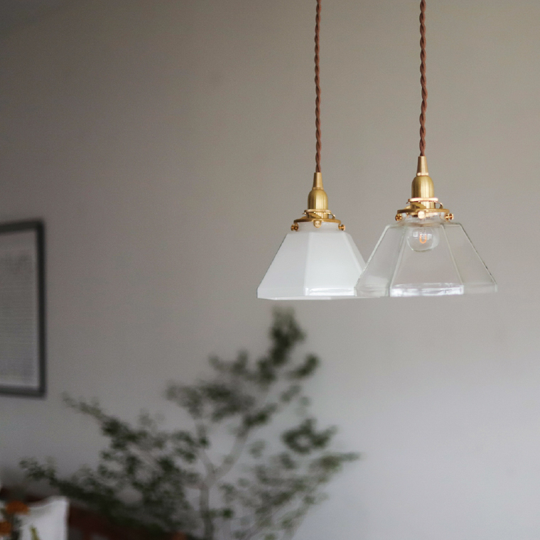 3点留めペンダントライト60cm＋ガラスシェード ポリゴン セット LED