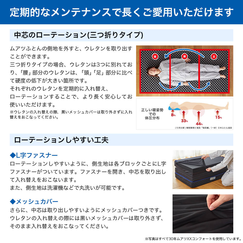 西川（nishikawa） マットレス ダブル ムアツ布団 折りたたみ 三つ折り