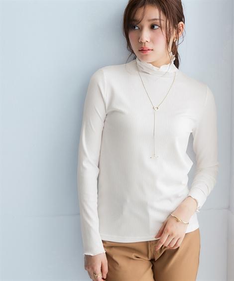 ニッセン（nissen） Tシャツ カットソー レディース 細リブ ハイネック