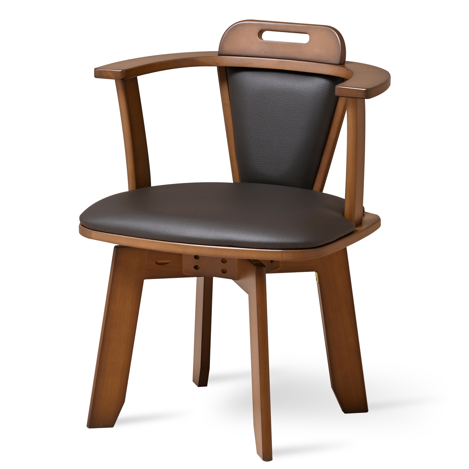 moca company 小木棕 回転ダイニングチェア 肘掛け付 回転椅子 PU