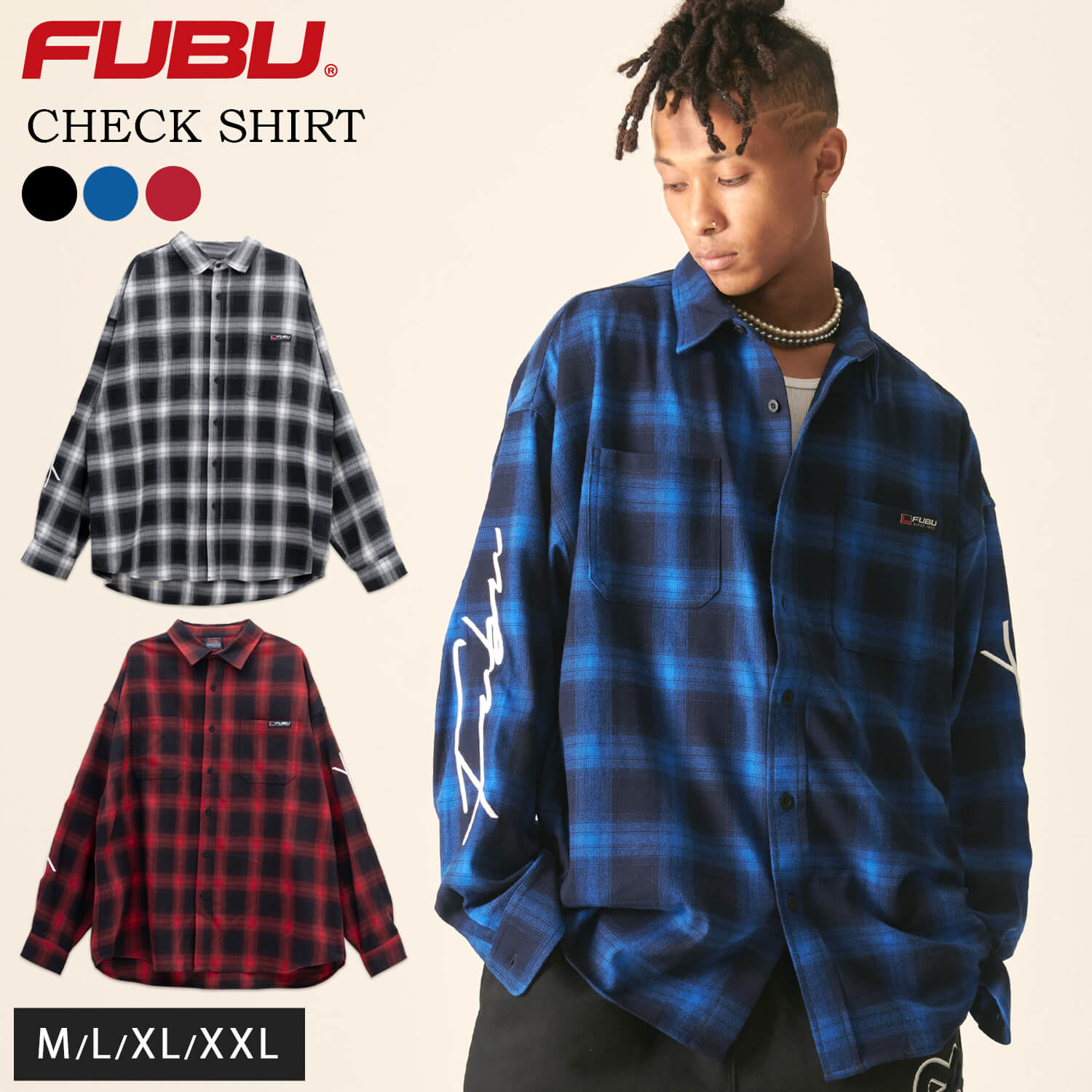 FUBU（フブ） チェックシャツ メンズ 長袖 秋 冬 ワイシャツ