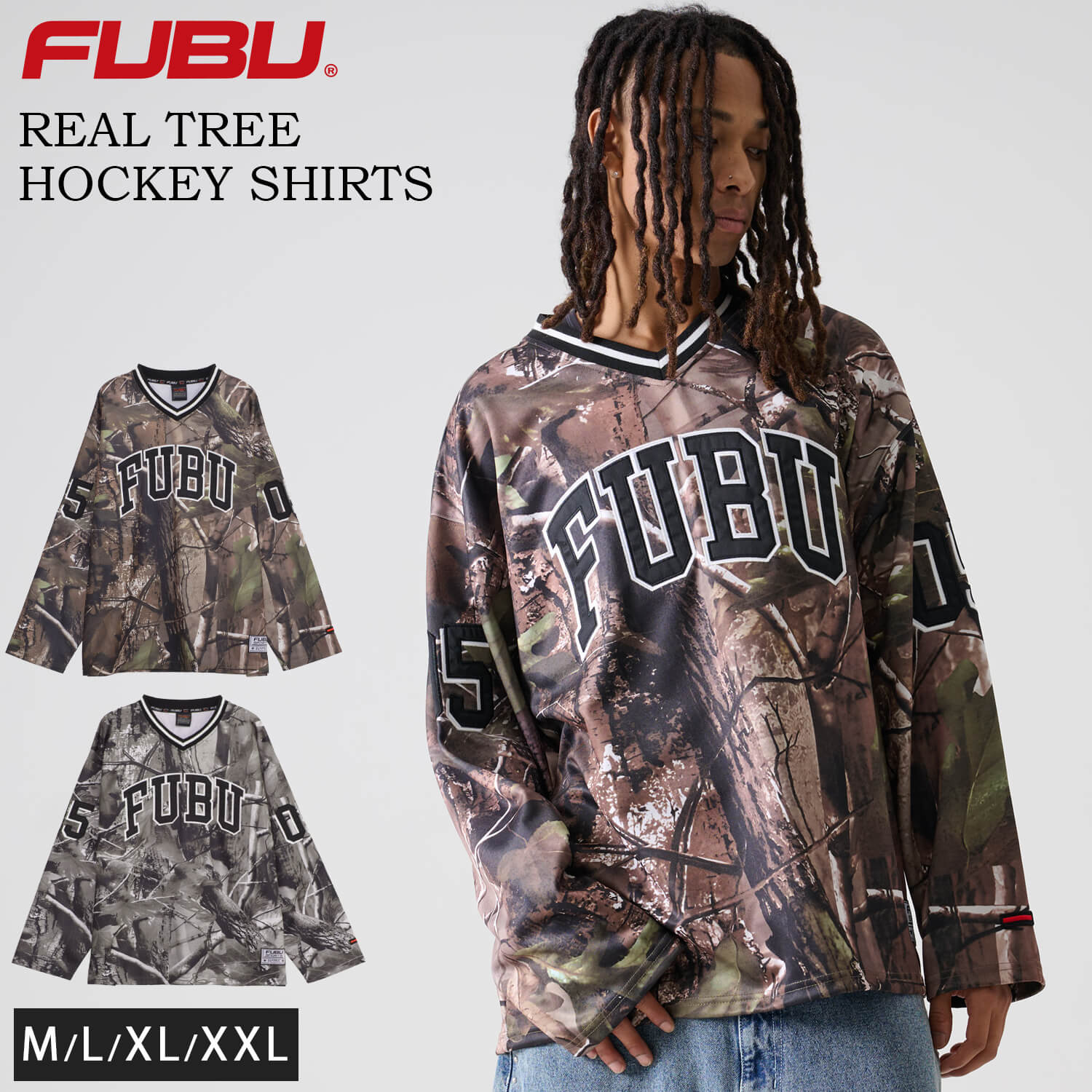 FUBU（フブ） シャツ メンズ 長袖 ゲームシャツ ホッケーシャツ 春 秋