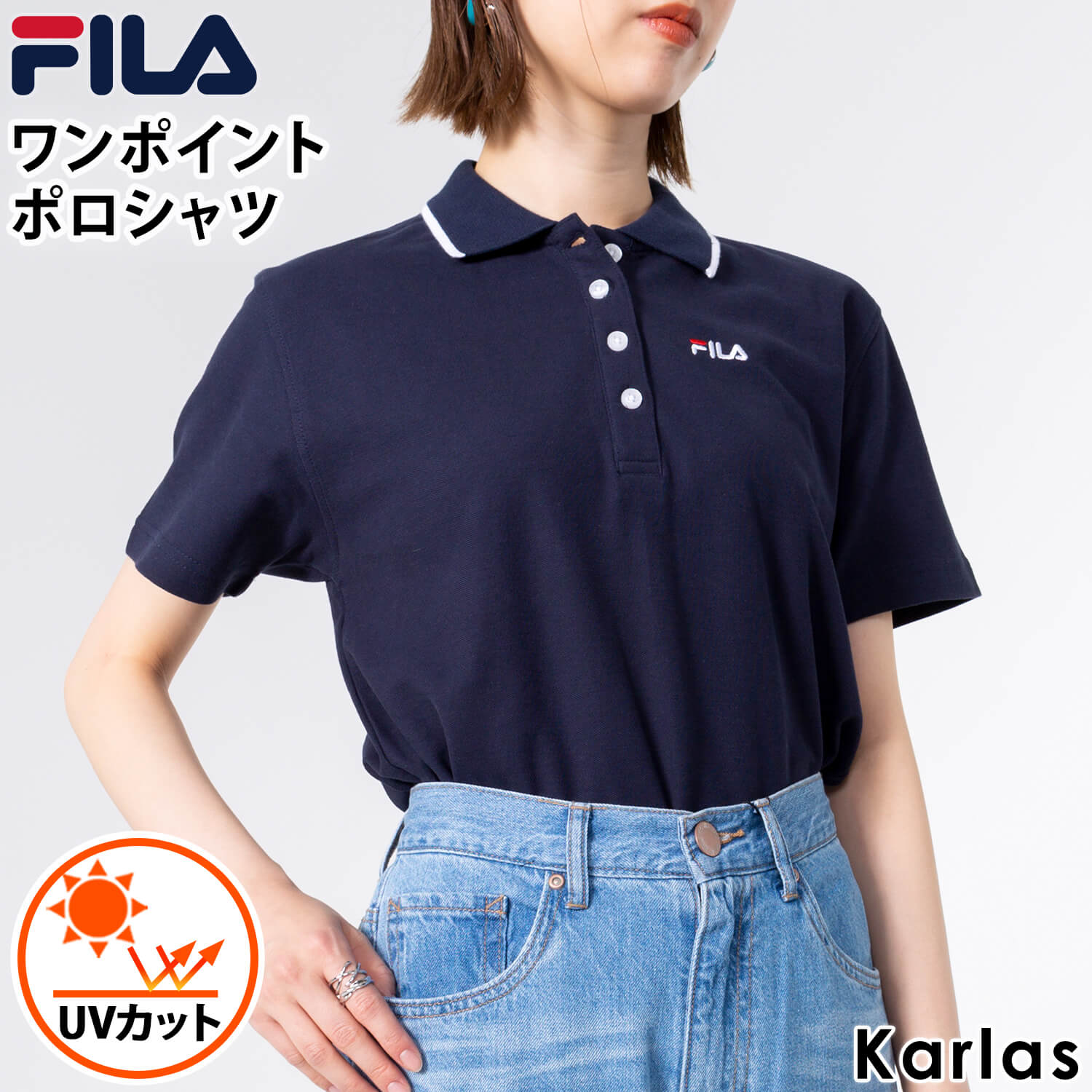 FILA（フィラ） ポロシャツ レディース 半袖 綿 無地 ゴルフウェア