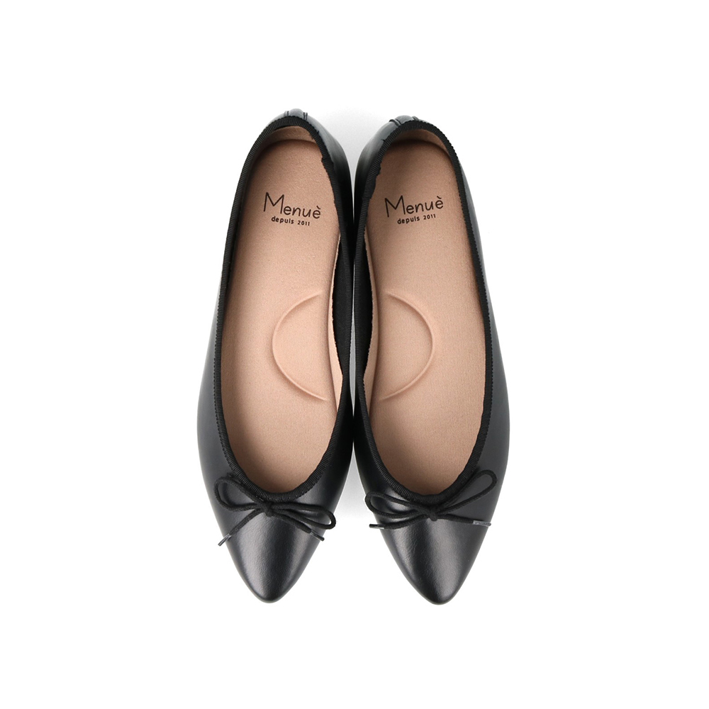 menue（メヌエ） バレエシューズ パンプス 黒 レディース リボン