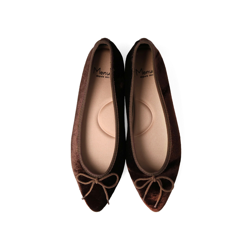 menue（メヌエ） バレエシューズ パンプス 黒 レディース リボン
