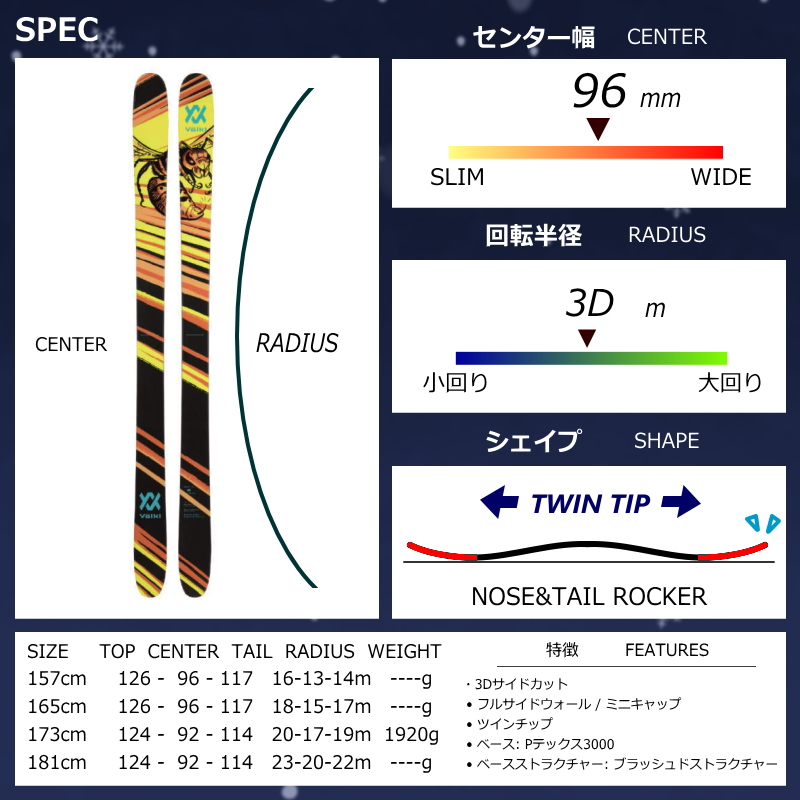 スキーセット（スキー板長さ：180センチ〜184センチ）｜スキー