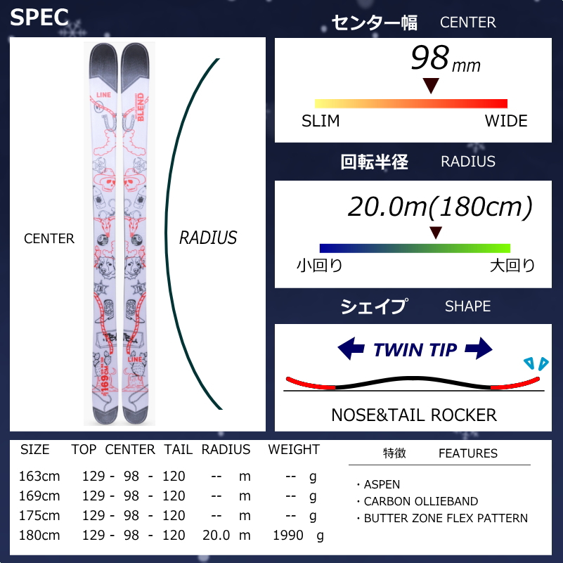 センター幅98mm 163cm|169cm|175cm|180cm]LINE BLEND TBL+XPRESS 10