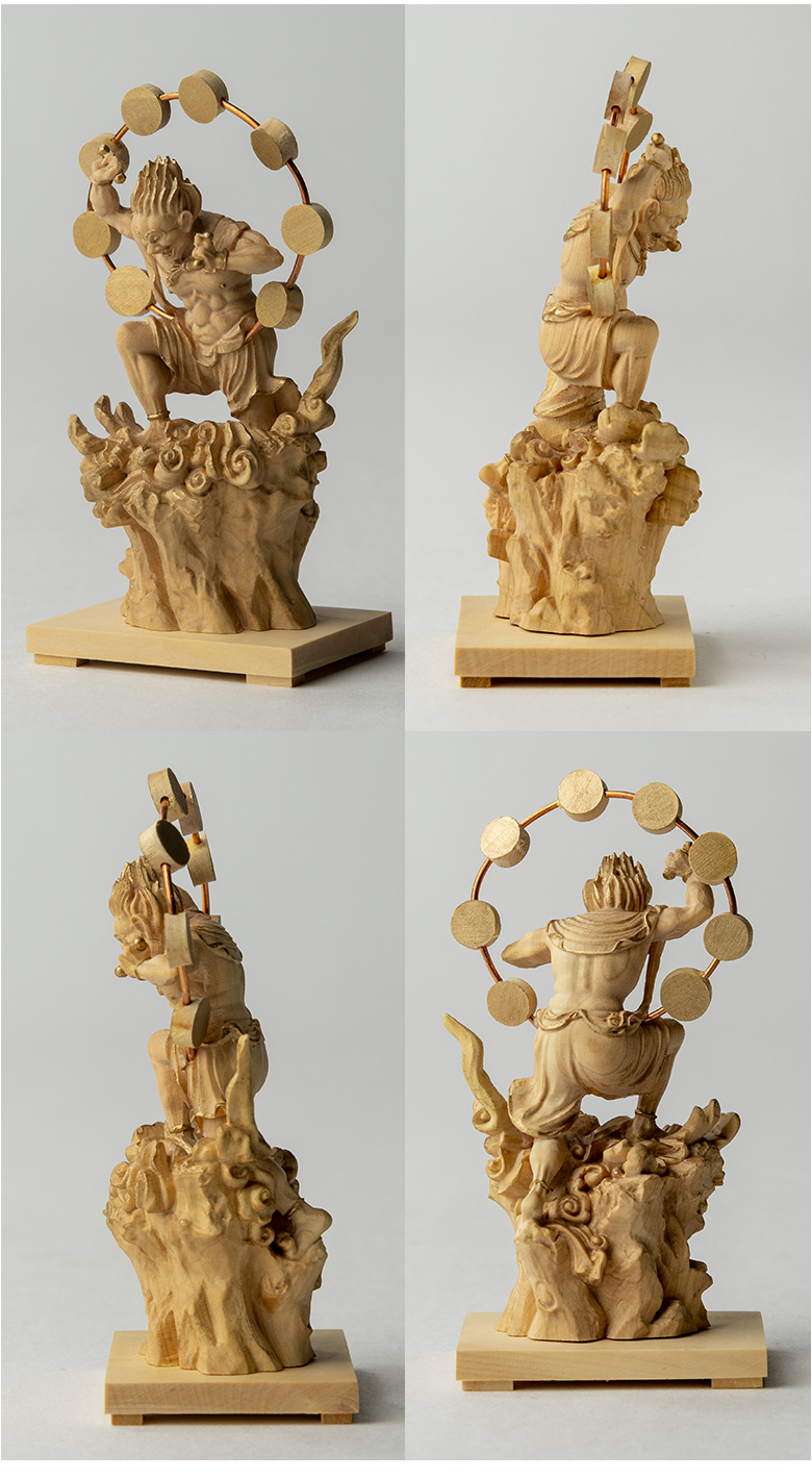 極小仏 雷神 豪華特典付き 仏像 木彫 精密 精巧 リアル 手のひらサイズ