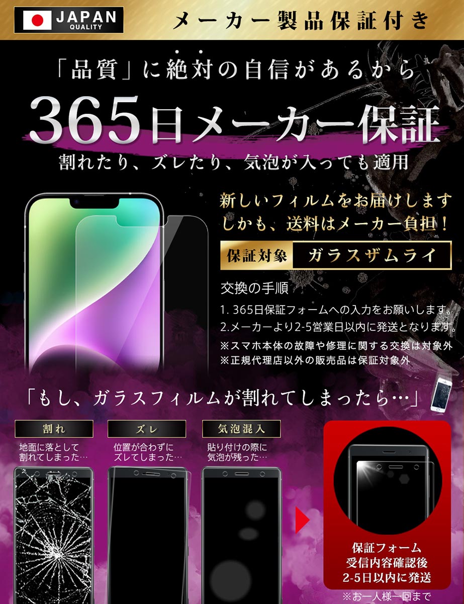 ガラスザムライ iPhone14 Plus ガラスフィルム 保護フィルム 覗見防止