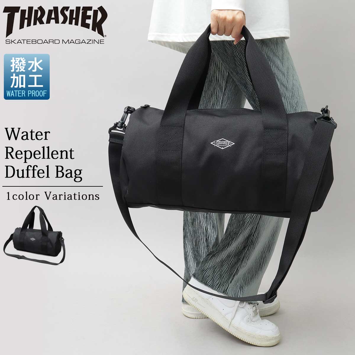 THRASHER（スラッシャー） ダッフルバッグ ボストンバッグ black