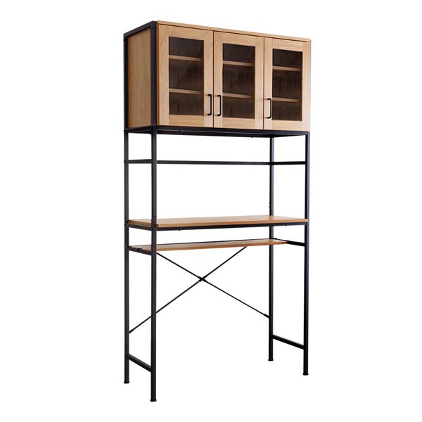 食器棚 ワイドタイプ ごみ箱上ラック ガラス扉 収納 食器棚収納 食器棚