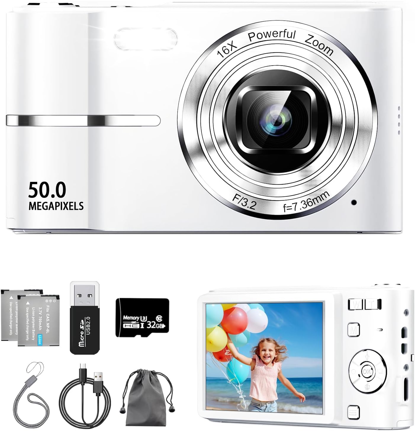 デジタルカメラ デジカメ コンパクト FHD動画撮影 5000万画素