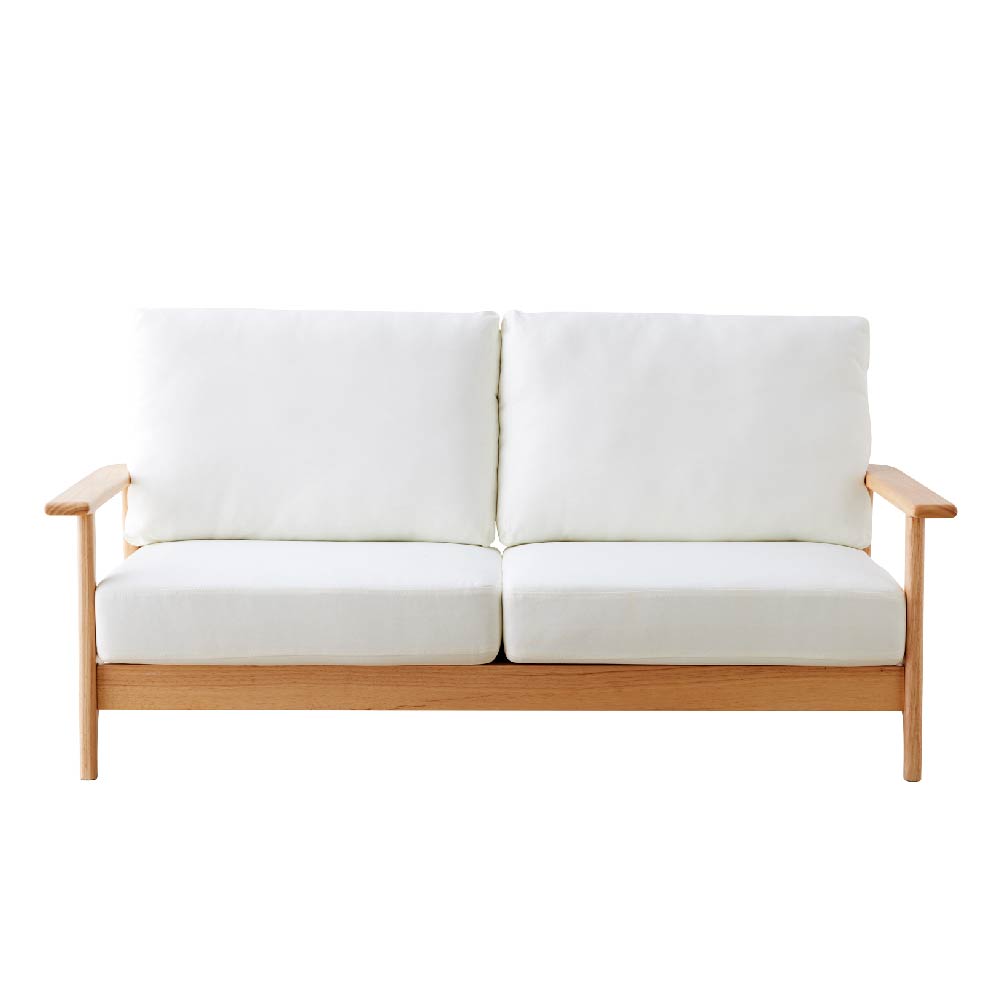 SAKODA 2人掛けソファ 天然木 おしゃれ 座面広々 北欧 ナチュラル