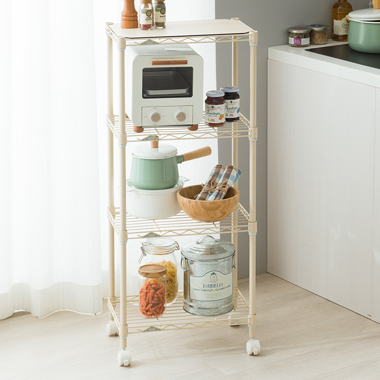 Luminous キッチンワゴン スリム キャスター付 幅45 幅30 木製 ワゴン