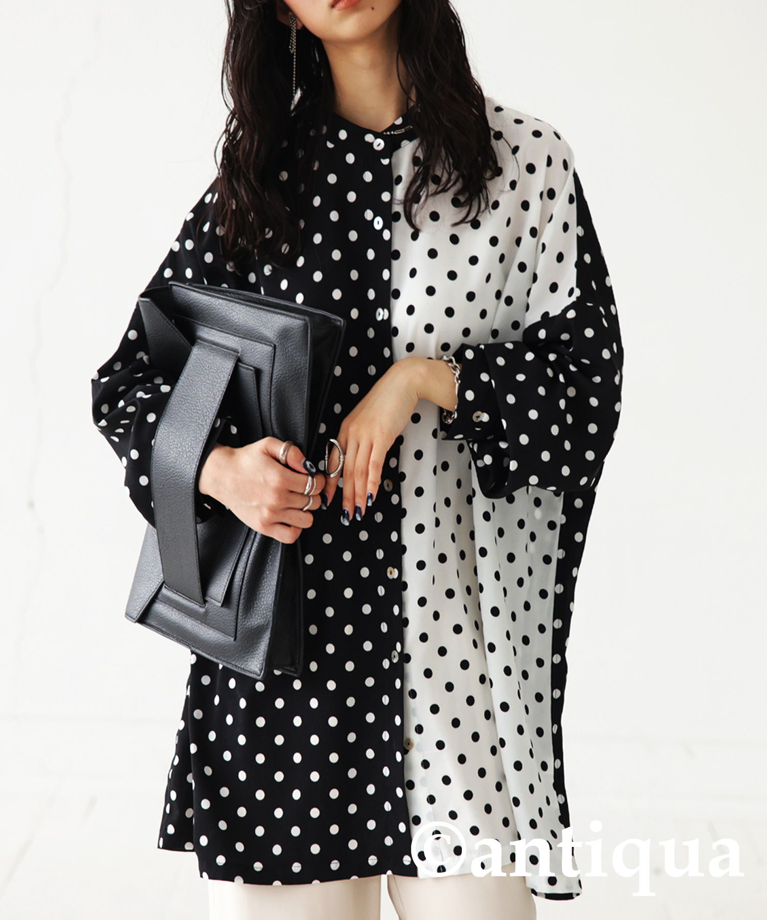 antiqua（アンティカ） ドット柄シャツ シャツ レディース トップス