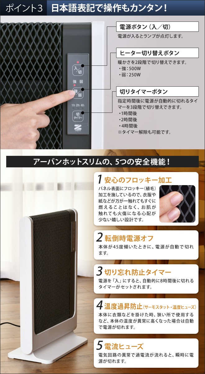 ゼンケン 遠赤外線パネルヒーター アーバンホットスリム RH-502M