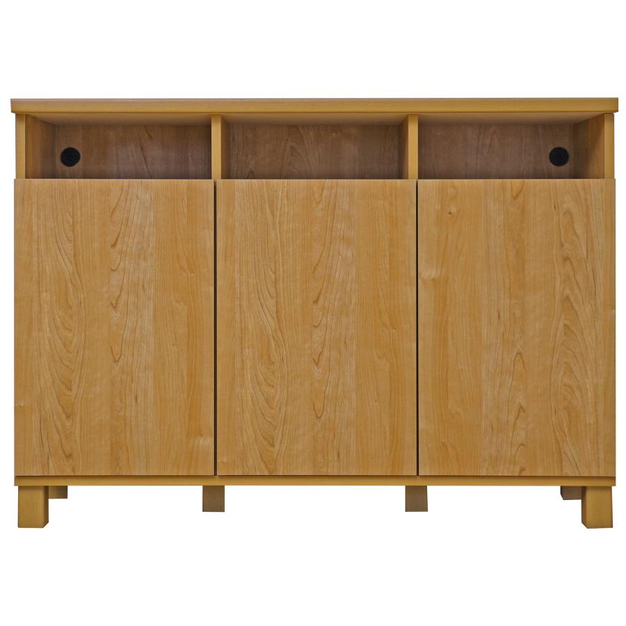 タカシン家具工業 キャビネット サイドボード 木製 3列 薄型 木目 奥行