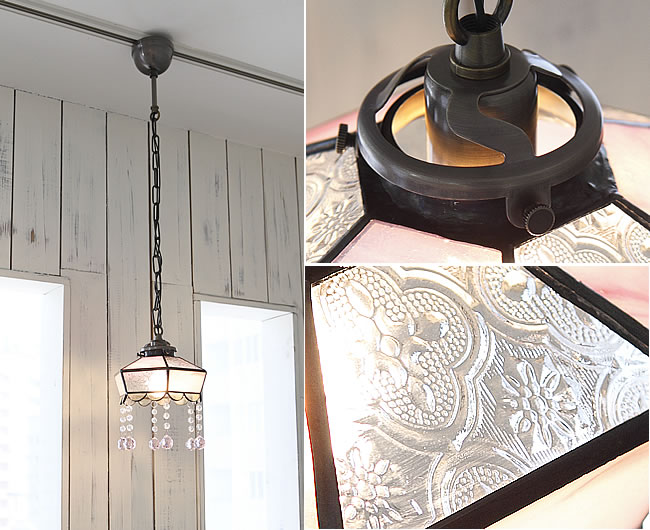 照明器具 レトロ 中華 和風 ペンダントライト ステンドグラス ガラス