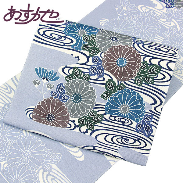 着物 帯 京都 栗山吉三郎謹製 和染紅型 九寸名古屋帯 浜つむぎ 壁糸