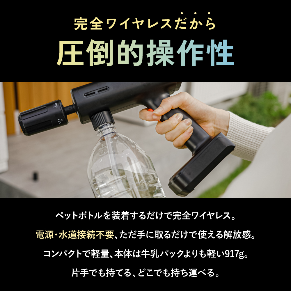 TVで紹介 小型高圧洗浄機 コードレス 充電式 THE HYDRO CLEANER HANDY