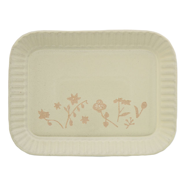 BISQUE プレート Bouquet ブーケ 角皿 長方形 21cm 花柄 波佐見焼 中皿