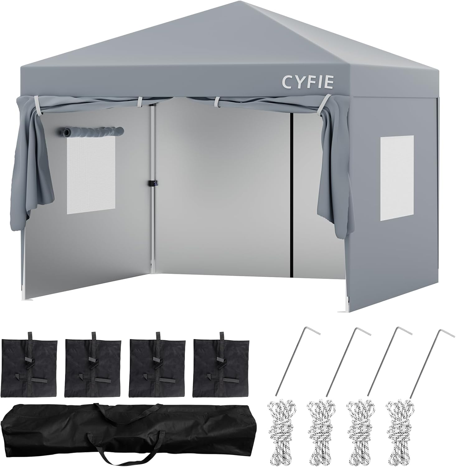 テント タープテント 3m×3m 高さ3段階調節 サイドシート 4枚付 大型