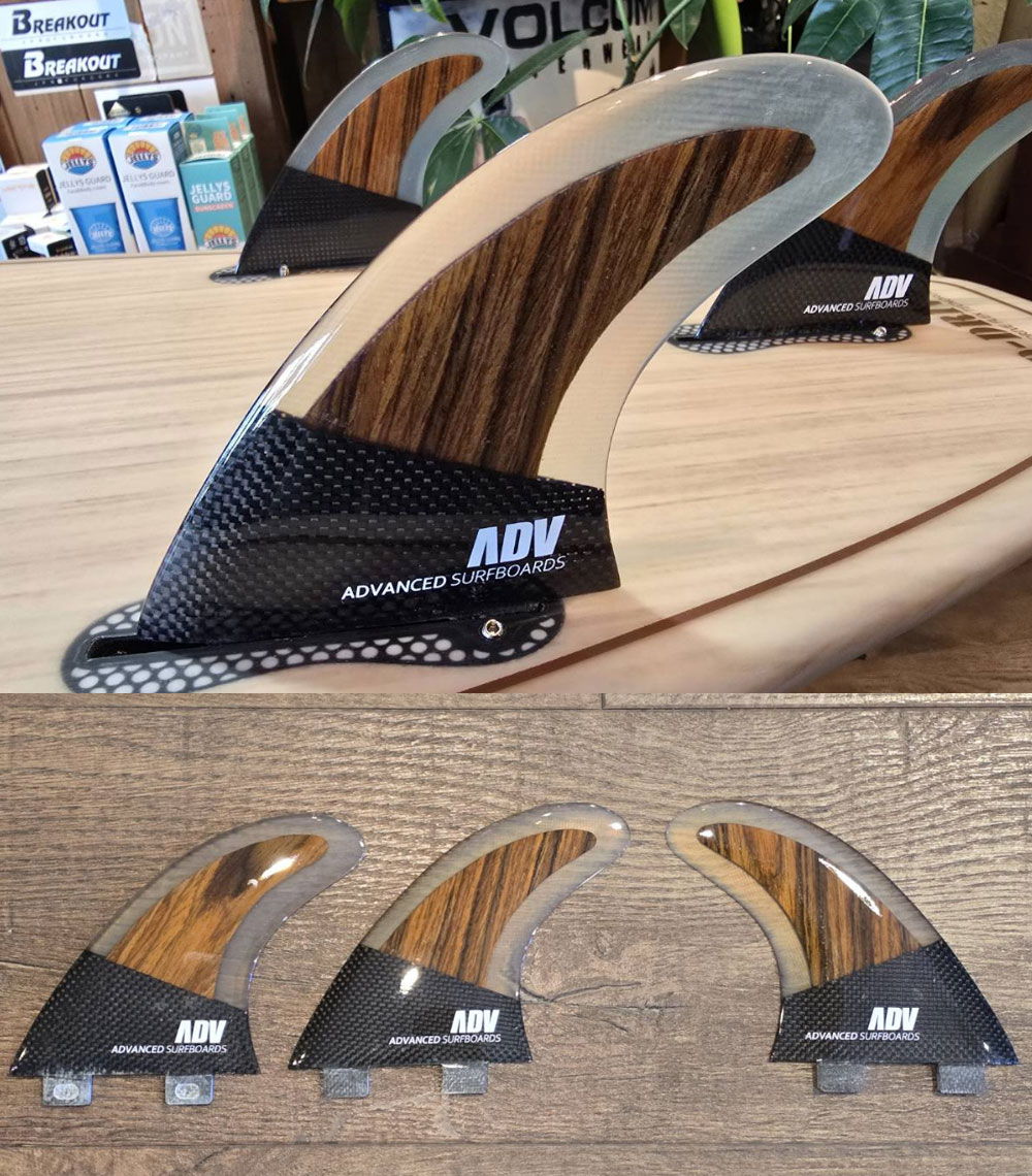 FCS ADVANCED/アドバンス グラスフィン カーボン ウッドトライ 3フィン