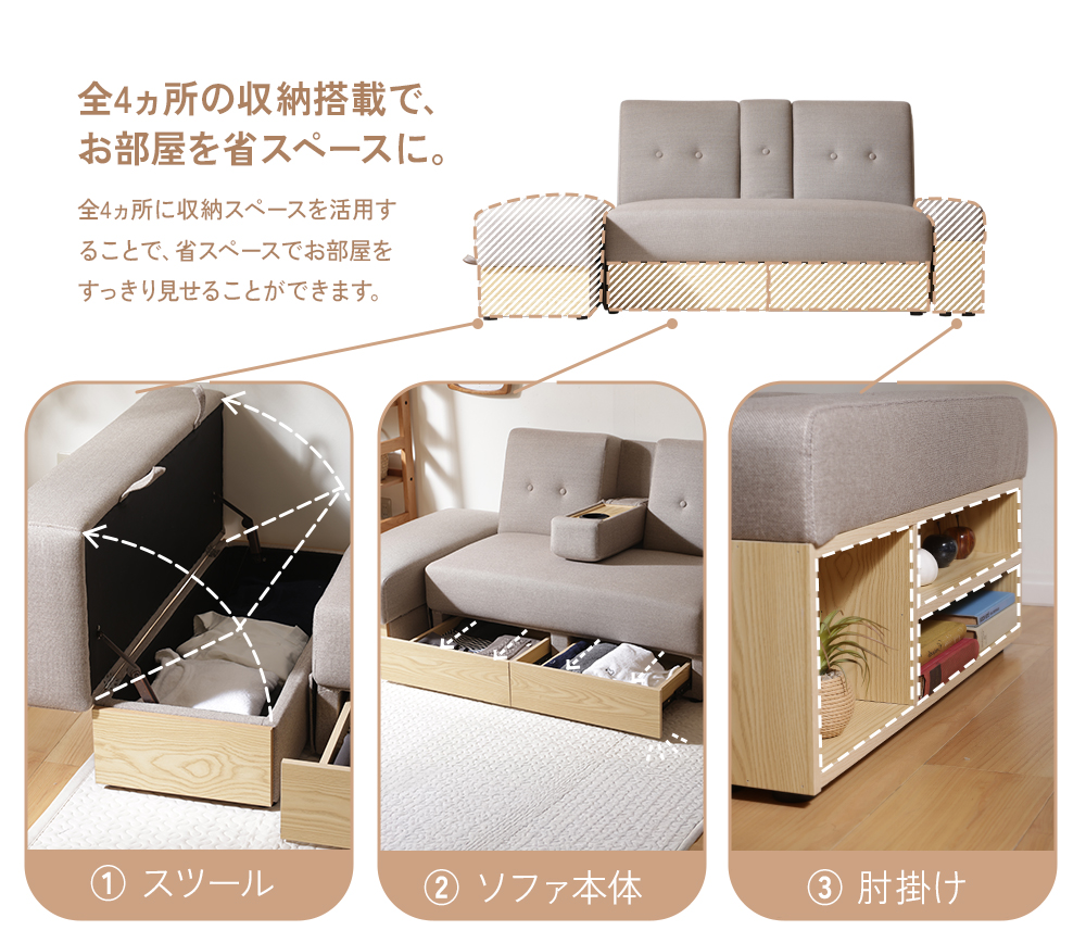 ソファー 2人掛け ソファ ソファーベット 収納 ローソファー カウチ