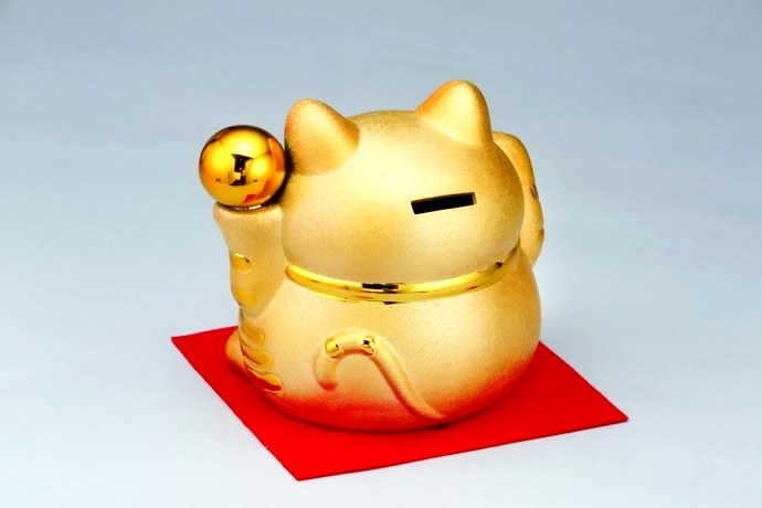 金運招き猫大（金球） MR218 お取り寄せ 陶器 置物 貯金箱 招き猫 ねこ