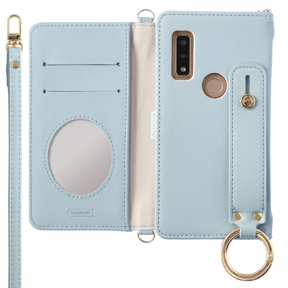 Xperia 10 V SO-52D ケース 手帳型 ショルダー ハンドベルト ミラー