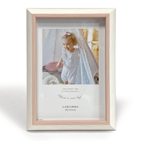 メール便送料込】 木目調 フォトフレーム レクト ピンク L判サイズ