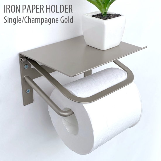 アイアン トイレットペーパーホルダー シングル シャンパン ゴールド
