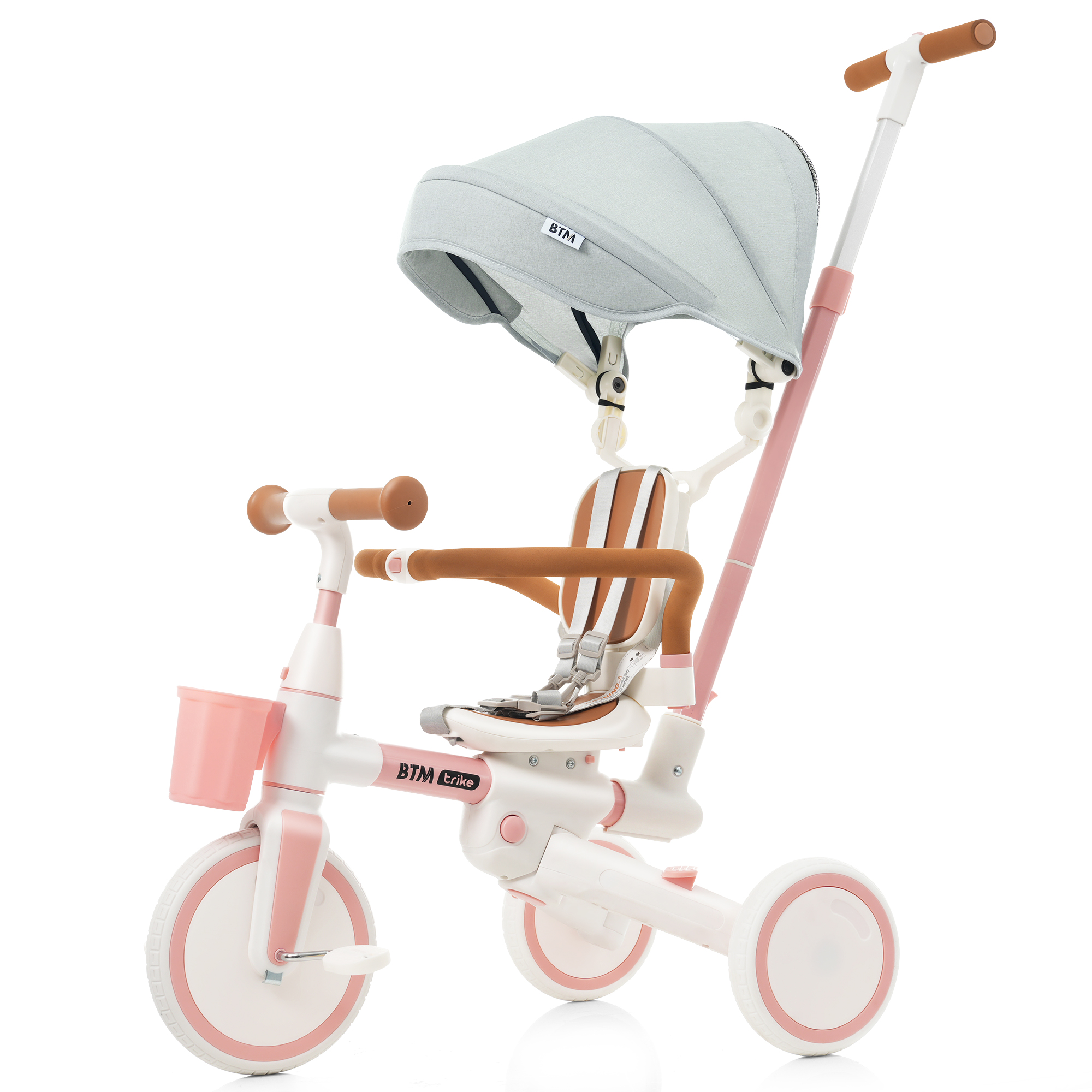 新モデル登場】子供用三輪車 7in1 BTM 押し棒付き 安全バー付き