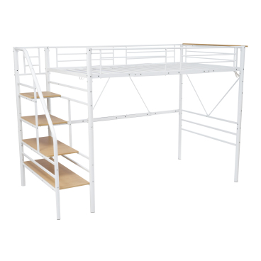 ロフトベッド 階段付き S パイプベッド シングル コンセント付き 収納