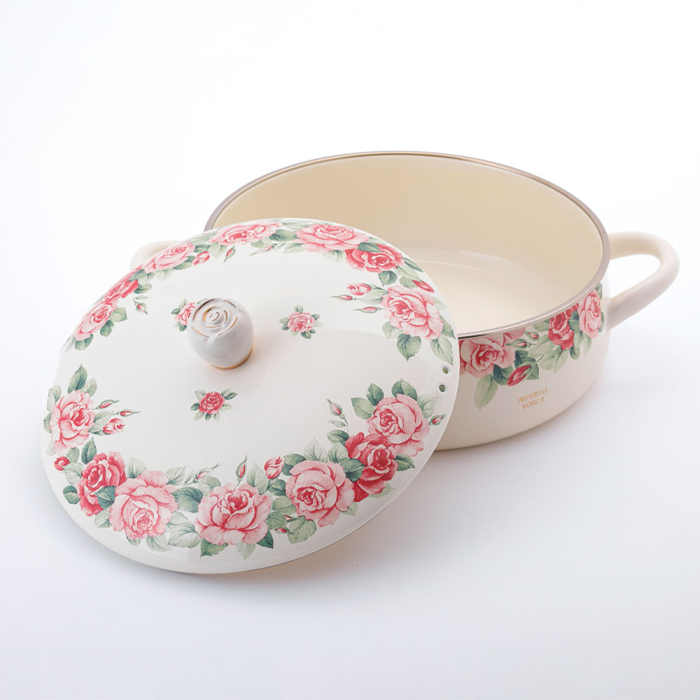エジリー（EJIRY） インペリアルローズ 琺瑯 両手鍋 浅型 24cm 薔薇