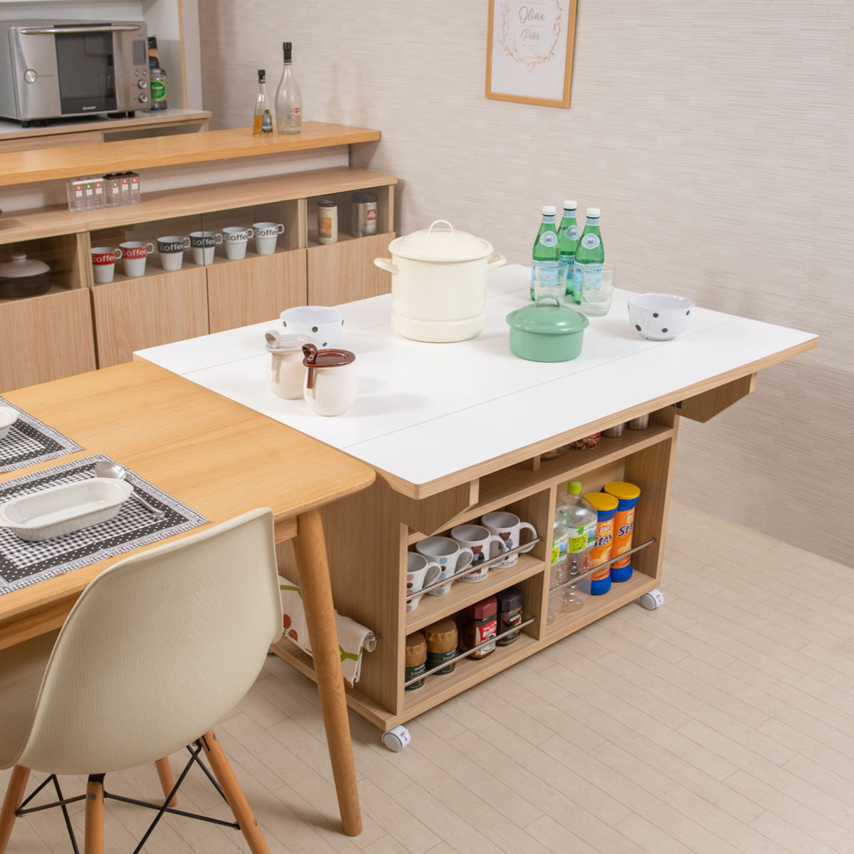 キッチンワゴン バタフライ 両バタ 日本製 約幅120cm （ キッチン