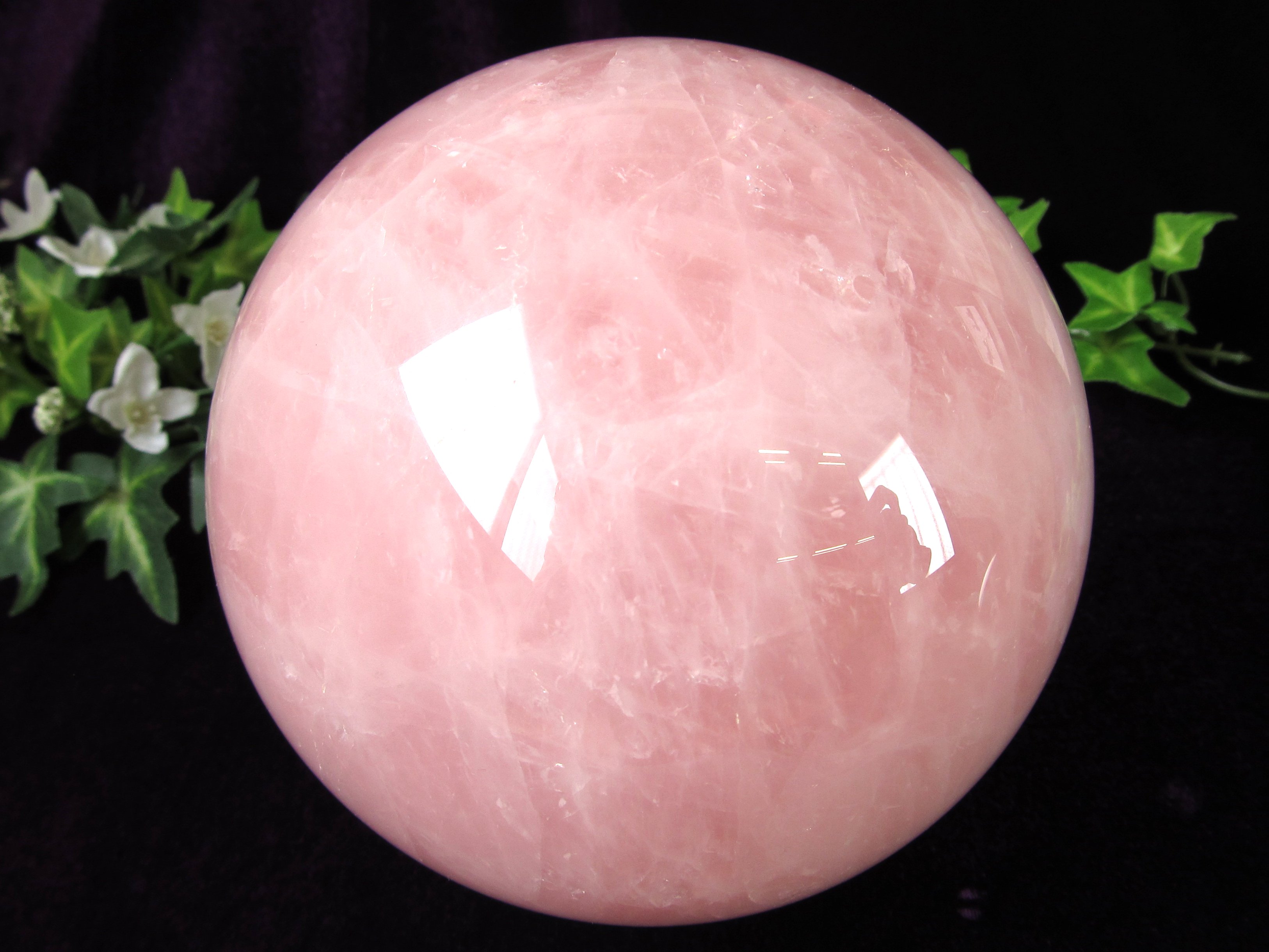 特大丸玉 ローズクォーツ 丸玉 台座付 直径約122mm 重さ2518g 天然石