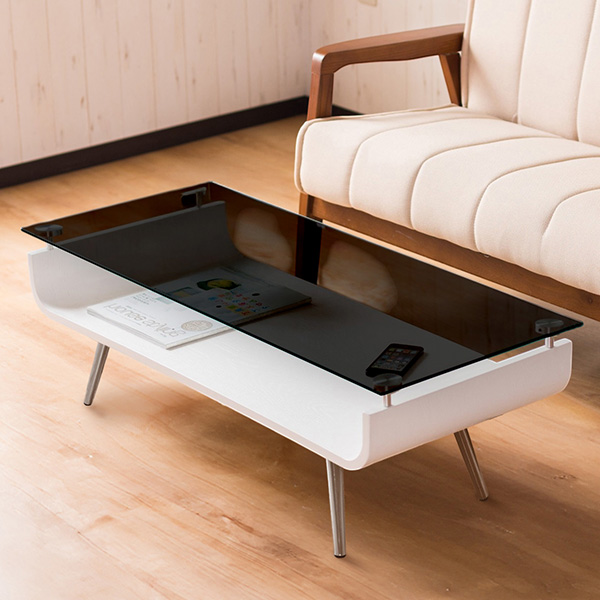 テーブル ガラス 木製 センターテーブル 曲げ木 ガラステーブル 強化