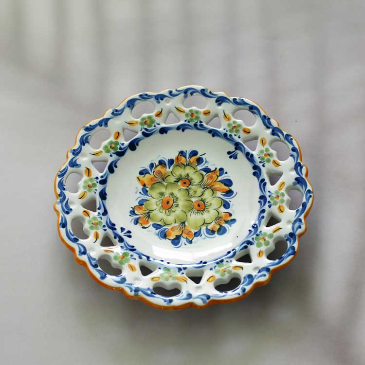 ポルトガル製 飾り皿 絵皿 壁掛け プレート アズレージョ 陶器