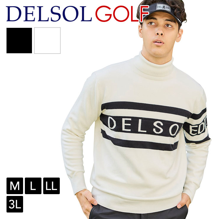men's メンズ ラインロゴ入タートルネックニット 防寒対策 M/L/LL/3L