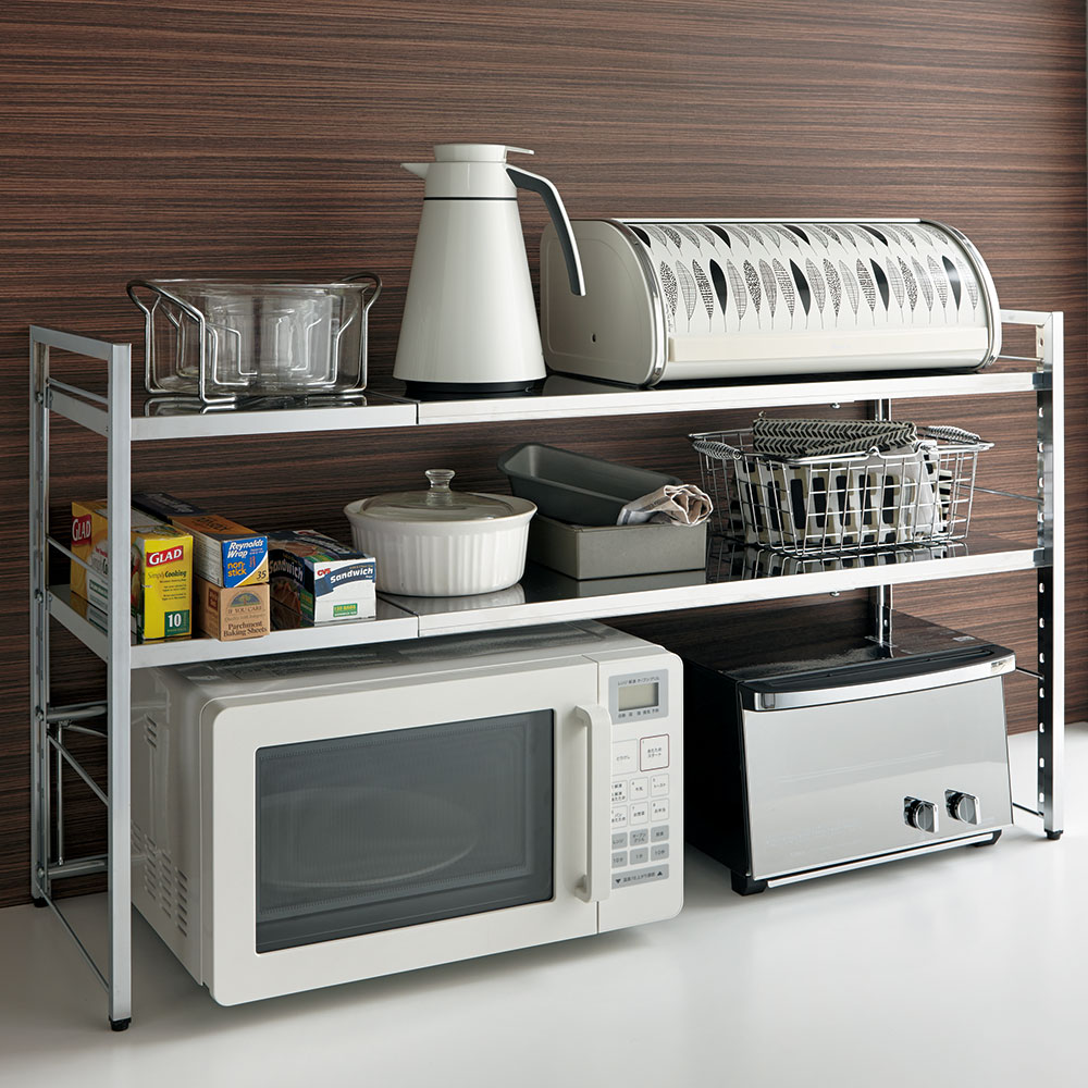 dinos（ディノス） 調理家電が置ける頑丈ステンレス伸縮天板ラック 2段