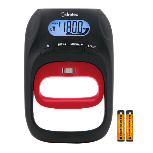 ドリテック 公式 握力計 デジタル レベル表示 180Kgまで測定 バック