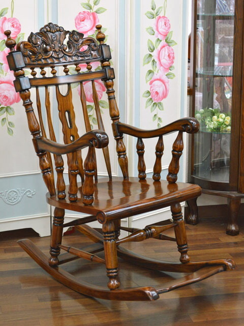 高級 マホガニー ロッキングチェア 木製 アンティーク 家具 クラシック