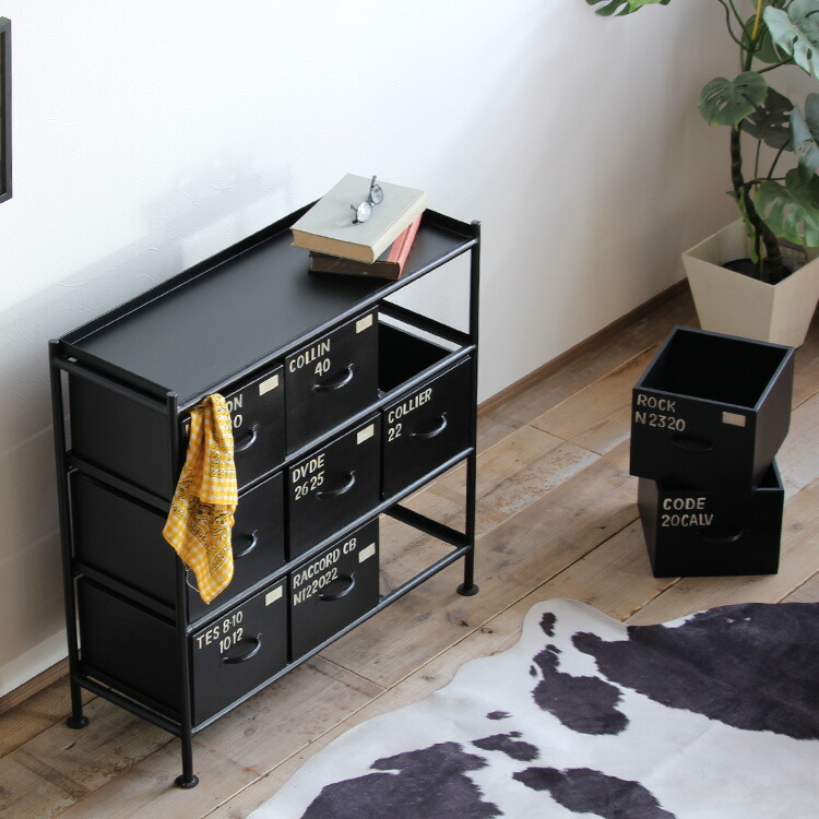 チェスト 収納 引き出し おしゃれ インダストリアル 完成品 3段 黒