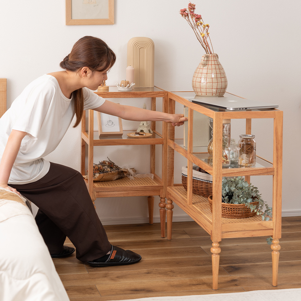 東谷 (豪華2大特典)オープンシェルフ ワイド 3段 ラック ガラス