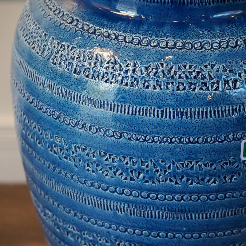 傘立て アンブレラスタンド 陶器 イタリア製傘立て ブルー 青 丸型