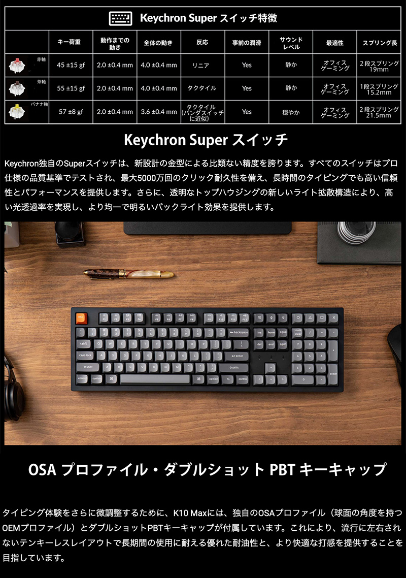 Keychron（キークロン） Keychron K10 Max QMK Mac英語配列 ホット